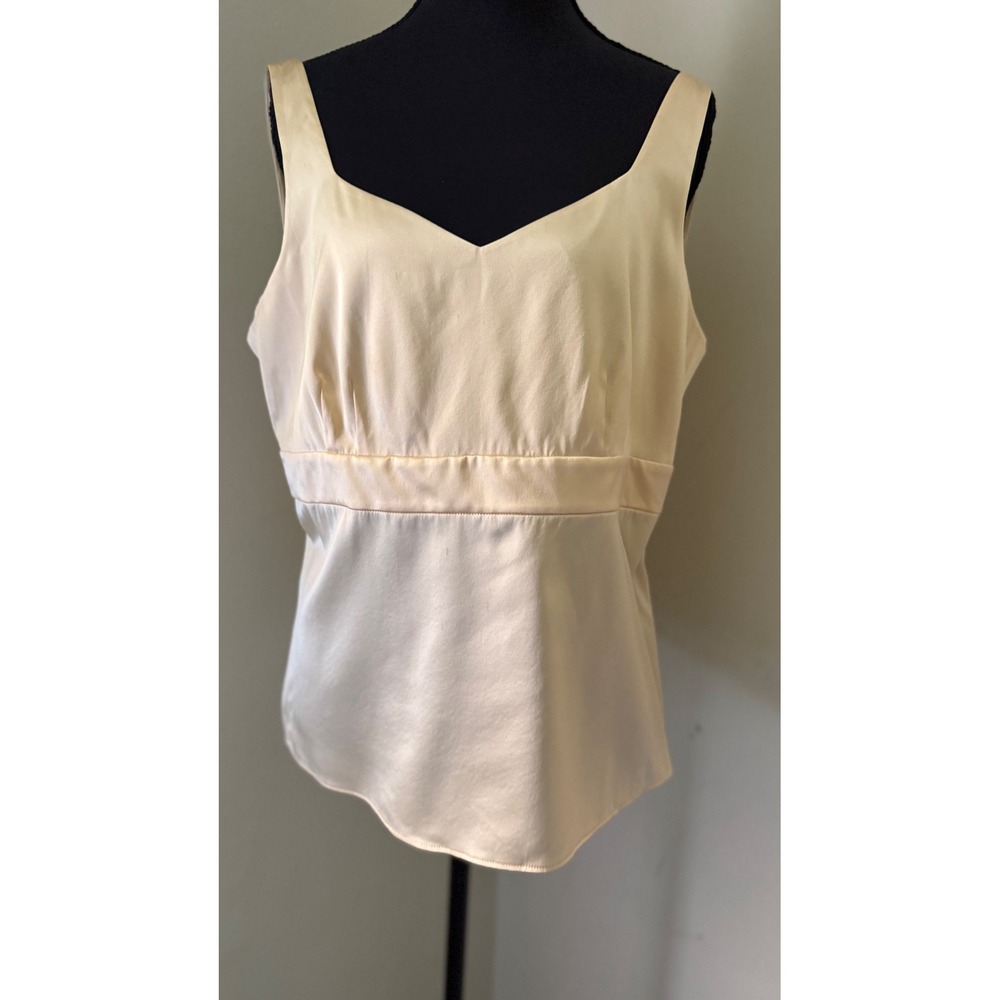 Sleeveless Silk Top V-Neck Dressy Tank Blouse Party Elegant Size 12 - Picture 2 of 9
